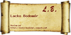 Lacko Bodomér névjegykártya