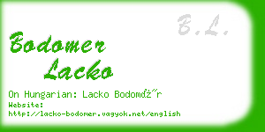 bodomer lacko business card